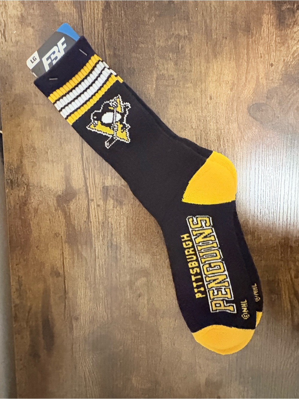 Pittsburgh Penguins Black and Gold Crew Socks - Official Team Logo